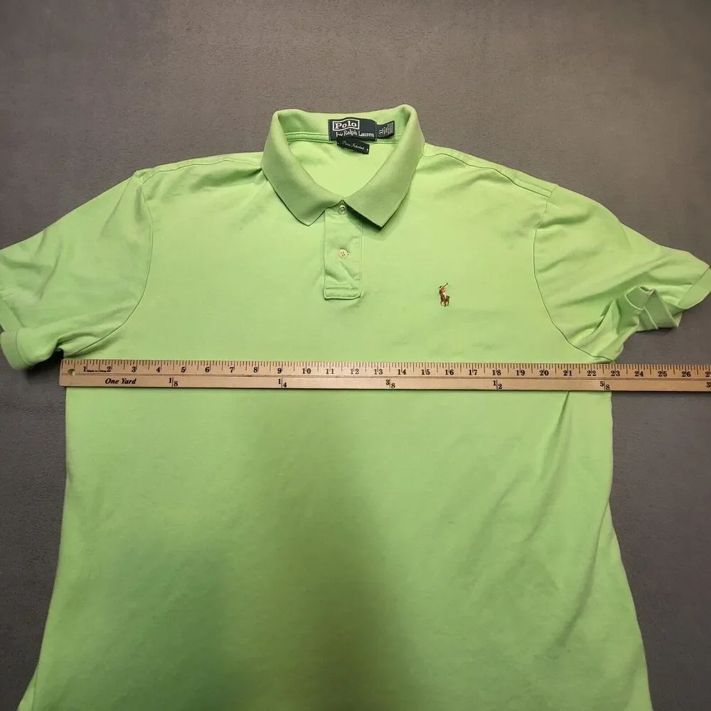 Polo Ralph Lauren Polo Shirt Mens XL Green Short Sleeve Pima Flesh Pony